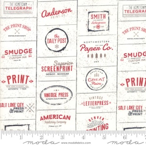 The Print Shop Logos in red by Sweetwater for Moda -- 1/2 YD