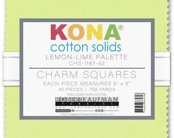Pack de breloques coton Kona : citron vert--carrés de 5 pouces--42 coupes