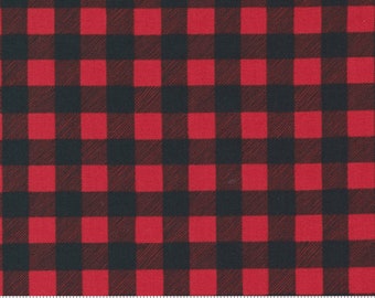 Home Sweet Holidays -- Buffalo Plaid Check in black and red --1/2 yard