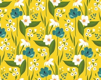 Yellow Happy Floral -- 1/2 YD