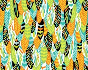 Feathers & Foliage Owl Feathers in green for Wilmington Prints-- 1/2 Yard