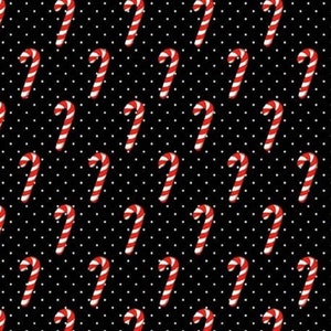 Candy Cane Wishes in Black van Michael Miller -- 1/2 jaar