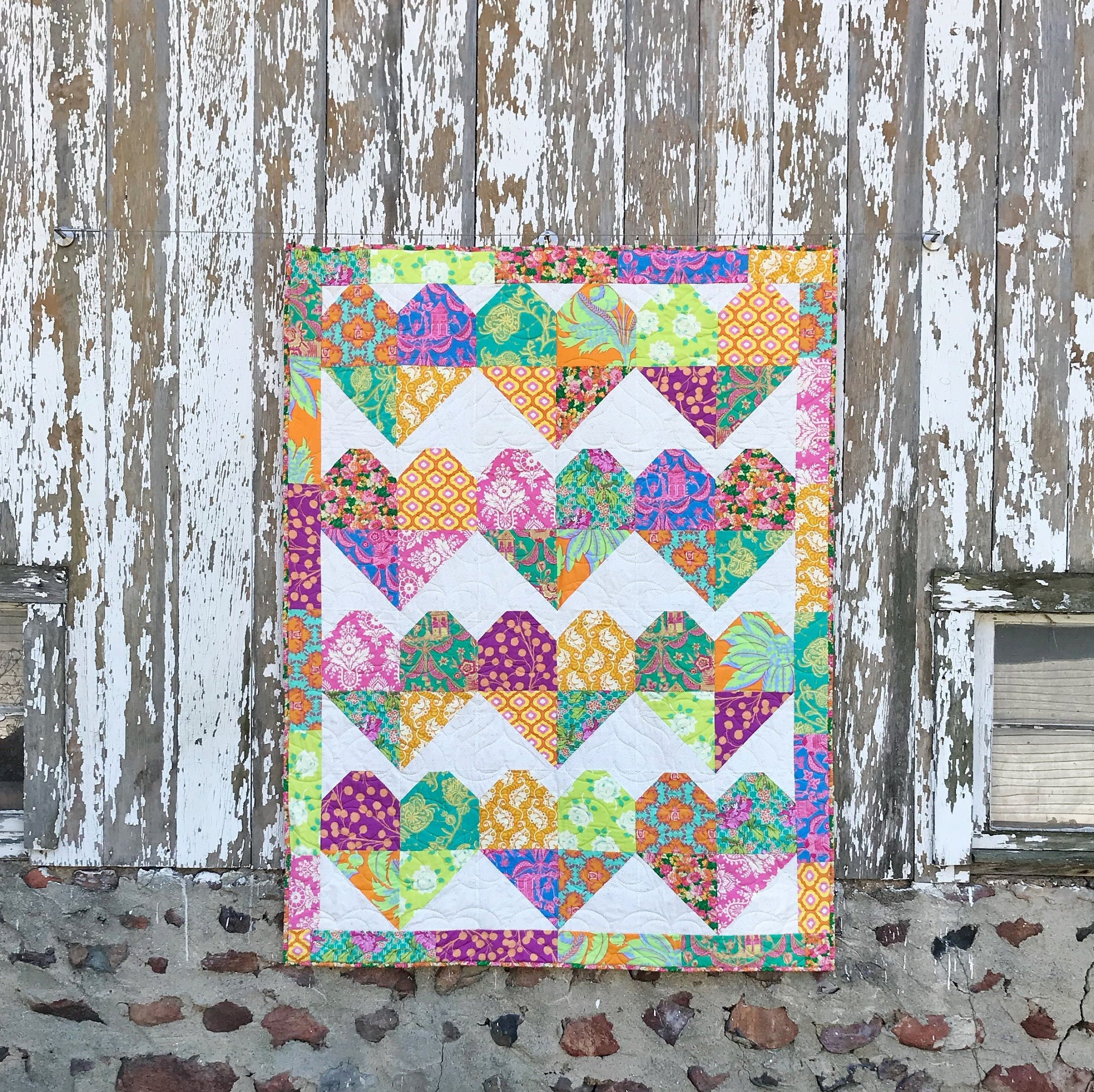 String of Hearts PDF Quilt Pattern Etsy