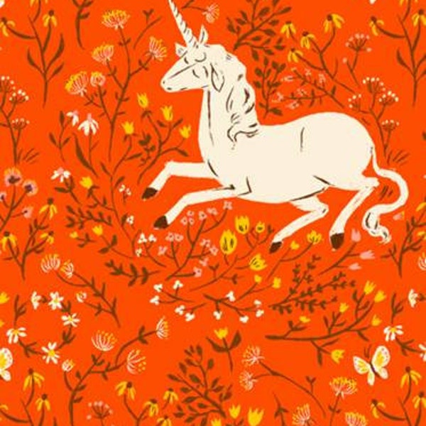 Orange Unicorn - Heather Ross 20th Anniverary Collection - 1/2 Yard