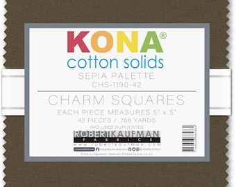 Pack de breloques coton Kona : sépia -- carrés de 5 pouces -- 42 coupes