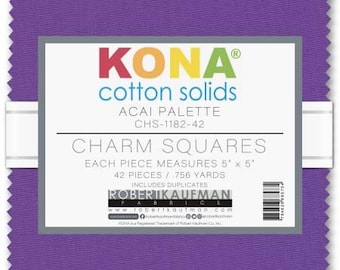 Pack de breloques coton Kona : açaï -- carrés de 5 pouces -- 42 coupes