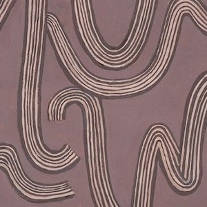 May include: Abstract art print with a pattern of brown and white lines on a purple background.