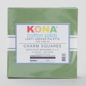 Pack de breloques coton Kona : légumes-feuilles -- carrés de 5 pouces -- 42 coupes