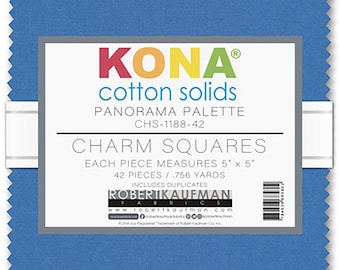 Lot de breloques en coton Kona : Panorama -- carrés de 5 pouces -- 42 coupes