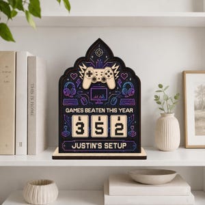 Personalized Games Beaten Tracker, Custom Gamer Achievement Counter, Video Game Progress Display Gift for Gamers