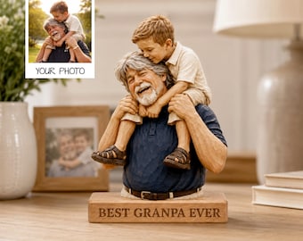 Estatueta personalizada com foto do avô, presente personalizado para o avô, lembrança do melhor avô de todos os tempos, decoração para avô e neto.