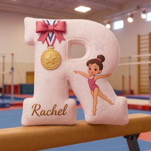 Personalized Gymnastics Girl Letter Pillow: Custom Name Pillow, Gymnastics Gift for Girls, Gymnastics Room Decor, Gymnastics Team Gift