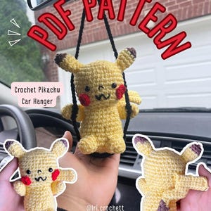 Pikachu Car Hanger Crochet Pattern PDF | Amigurumi Pokémon Car Charm | Hanging Plush Pattern