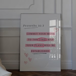 Proverbs 16:3 Print, Christian Scripture Wall Art, Bible Verse Poster, Faith Quote Print, Modern Christian Home Decor, Digital Download