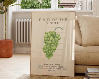 Fruit of the Spirit Print, Christian Wall Art, Bible Verse Poster, Watercolor Art, Faith-Based Home Decor, Modern Scripture Artwork Design