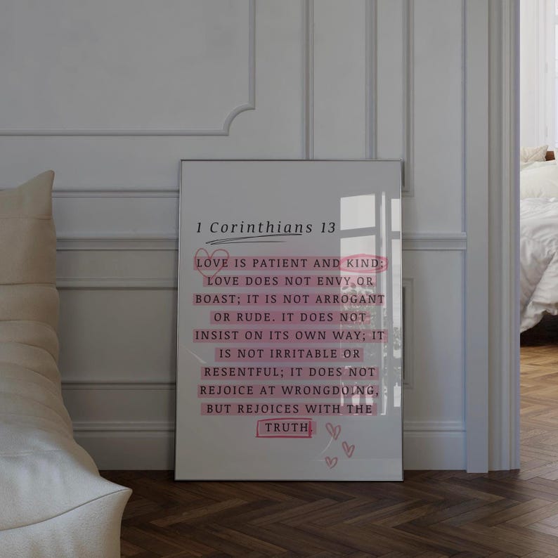 1 Corinthians 13 Print, Christian Scripture Wall Art, Bible Verse ...
