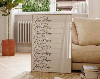 Keep Praying Wall Art, Christian Printable Quote, Minimalist Neutral Scripture Print, Faith-Based Home Decor (Digital Download)