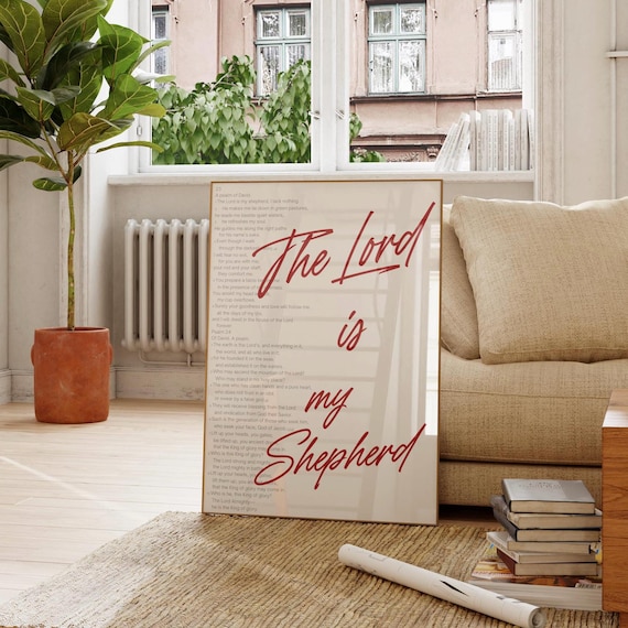 The Lord is my Shepherd Wall Art, Christian Print, Faith Quote Poster, Bible Verse, Modern Christian Artwork, Home Decor, Digital Download