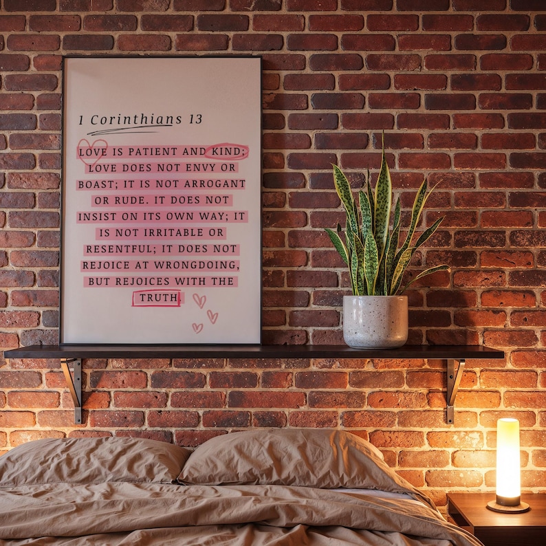 1 Corinthians 13 Print, Christian Scripture Wall Art, Bible Verse ...