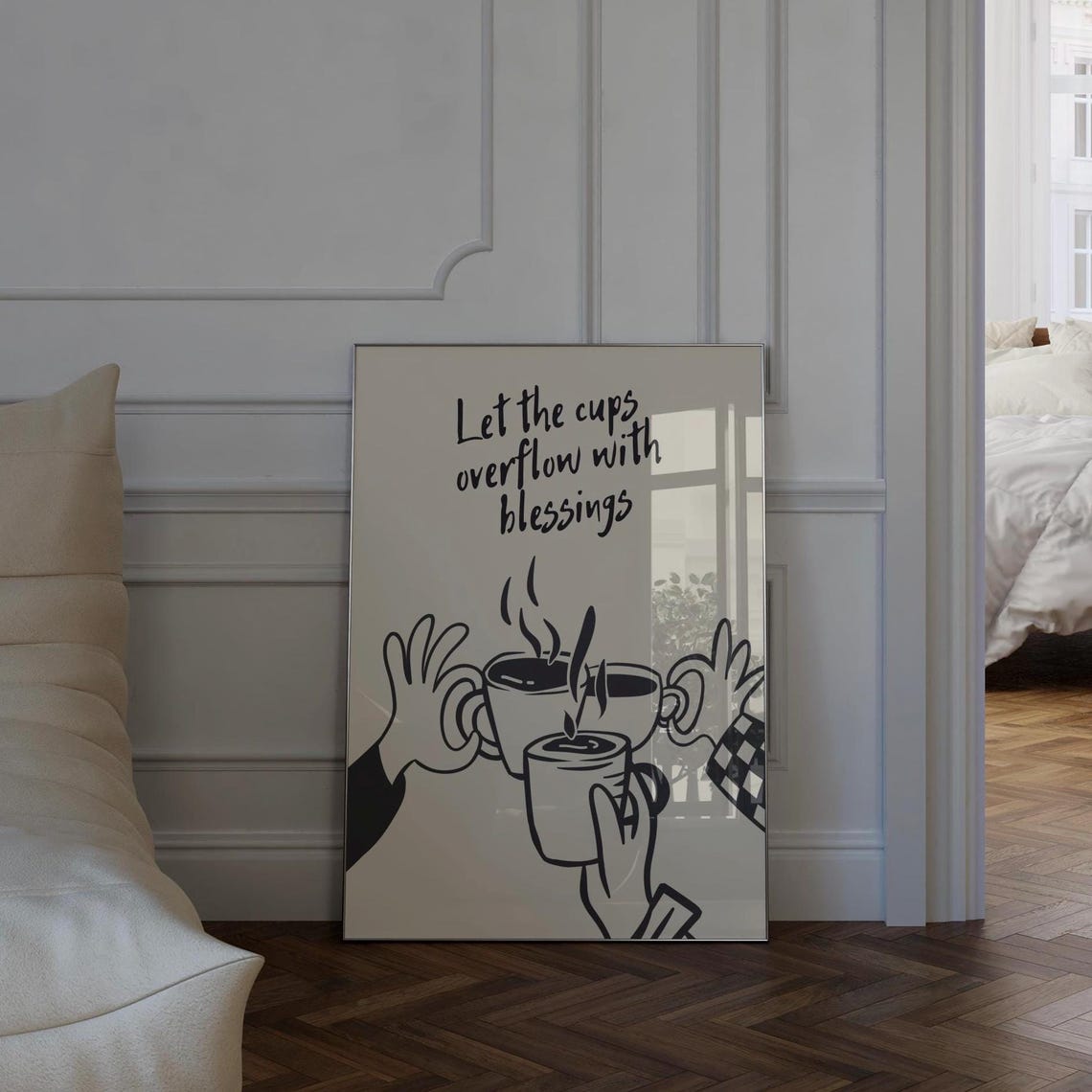 Let the Cups Overflow With Blessings Print, Christian Wall Art, Modern ...