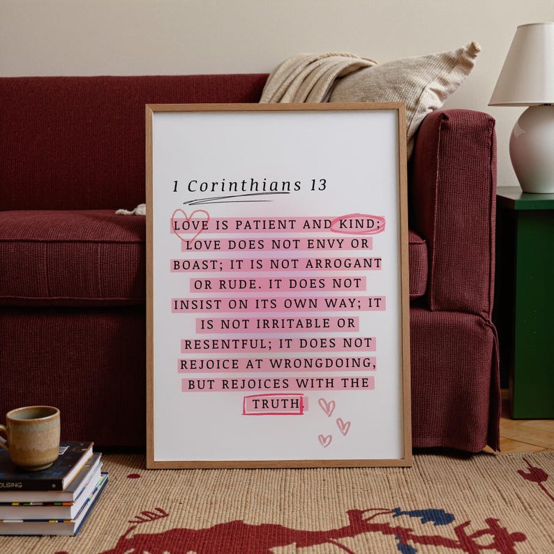 1 Corinthians 13 Print, Christian Scripture Wall Art, Bible Verse ...