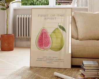 Fruit of the Spirit Print, Christian Wall Art, Bible Verse Poster, Watercolor Art, Faith-Based Art for Home Decor (Digital Download)