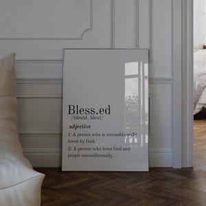Gezegende definitieprint, christelijke muurkunst, door de bijbel geïnspireerde poster, afdrukbaar decor geloof, inspirerend huisdecor, digitale download
