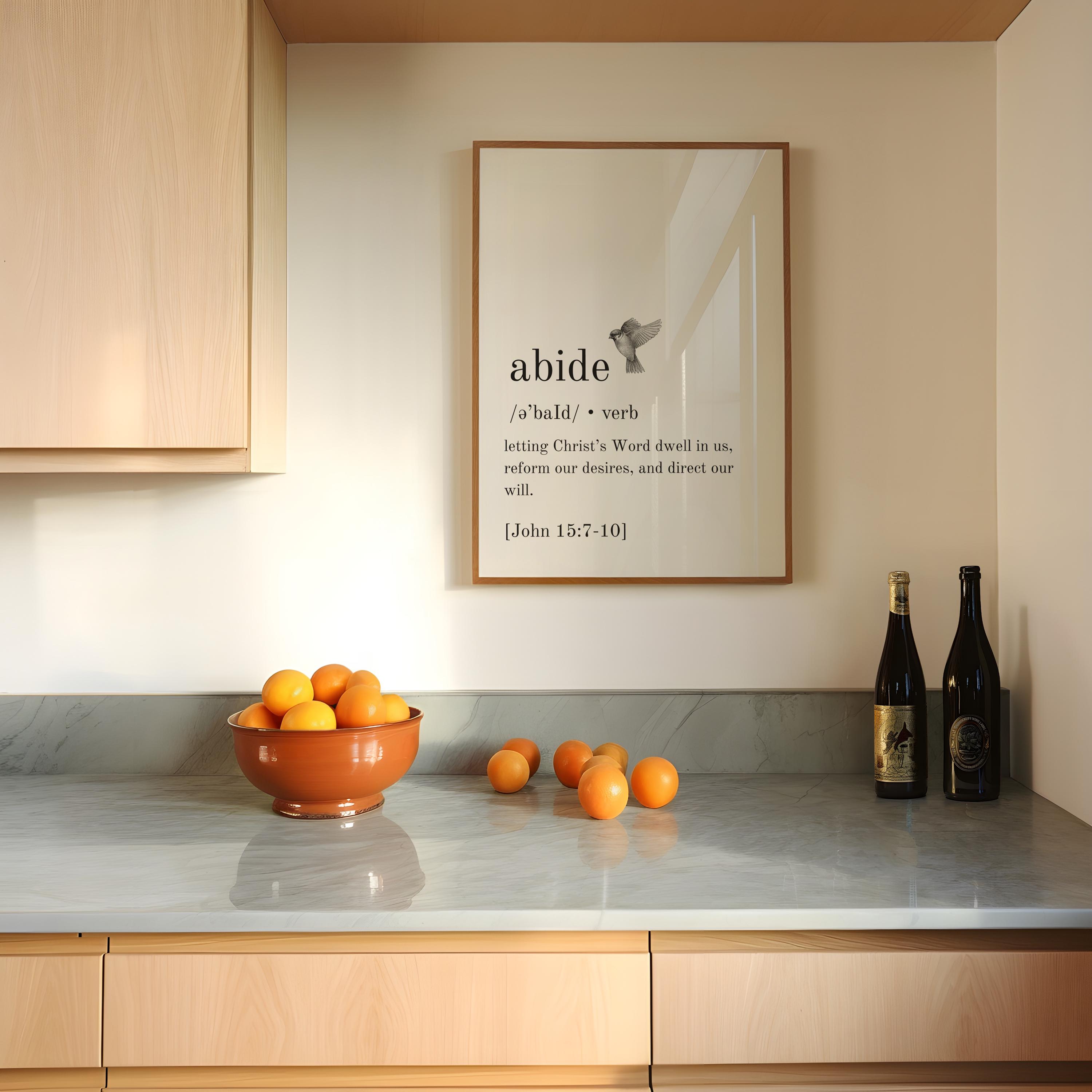 Abide Definition Print, Christian Wall Art, Bible Inspired Poster ...