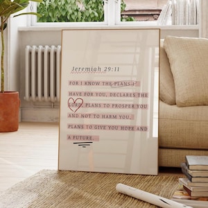 Jeremia 29:11 Druck, Christliche Schrift Wandkunst, Bibel Vers Poster, Glauben Zitat Druck, moderne Christliche Wohnkultur, digitaler Download