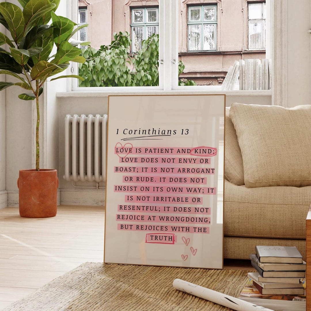 1 Corinthians 13 Print, Christian Scripture Wall Art, Bible Verse ...