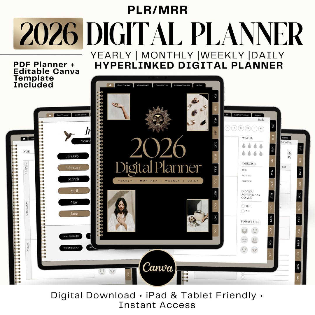 2026 Digital Planner | Hyperlinked Planner | Canva Template + PDF | PLR ...