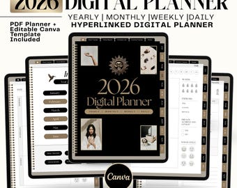 2026 Digital Planner | Hyperlinked planner | Canva Template + PDF | PLR/MRR Included