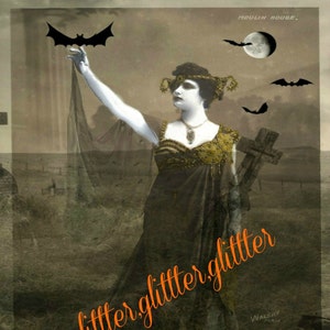 Mme de vampire avec la peau d'albâtre, carte postale vintage altérée, impression de 8 x 10