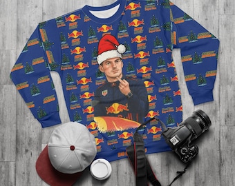 Max Verstappen Ugly Christmas Sweater, Red Bull Racing F1 Fan Gift