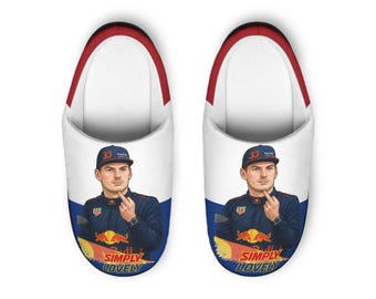 Max Verstappen Slippers, Middle Finger Design, F1 Fan Gift