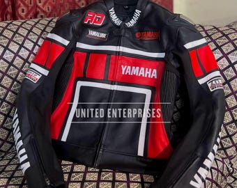 Handmade Cowhide Leather Yamaha Motorcycle Biker Jacket