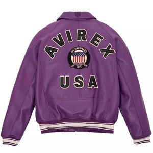 Handmade Mens Avirex Cowhide Geniune Leather Avirex Bomber Real Leather Jacket Purple Avirex Leather Jacket image 1