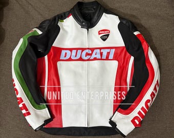 Handmade Ducati Motorcycle Cowhide Leather Jacket, Biker Style