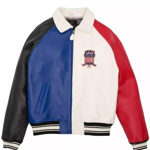 Blouson aviateur en cuir véritable Avirex en cuir de vachette pour homme fait main Blouson en cuir Avirex multicolore pour homme image 2