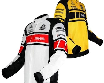 Handmade Yamaha Motorcycle Mesh Jacket, Designer Biker Style Jacket Yellow Or White Yamaha Jacket