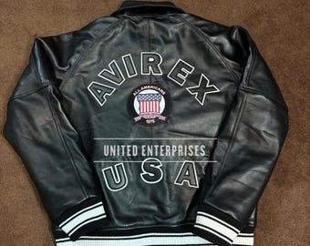 Handmade Mens Cowhide Avirex Bomber Jacket