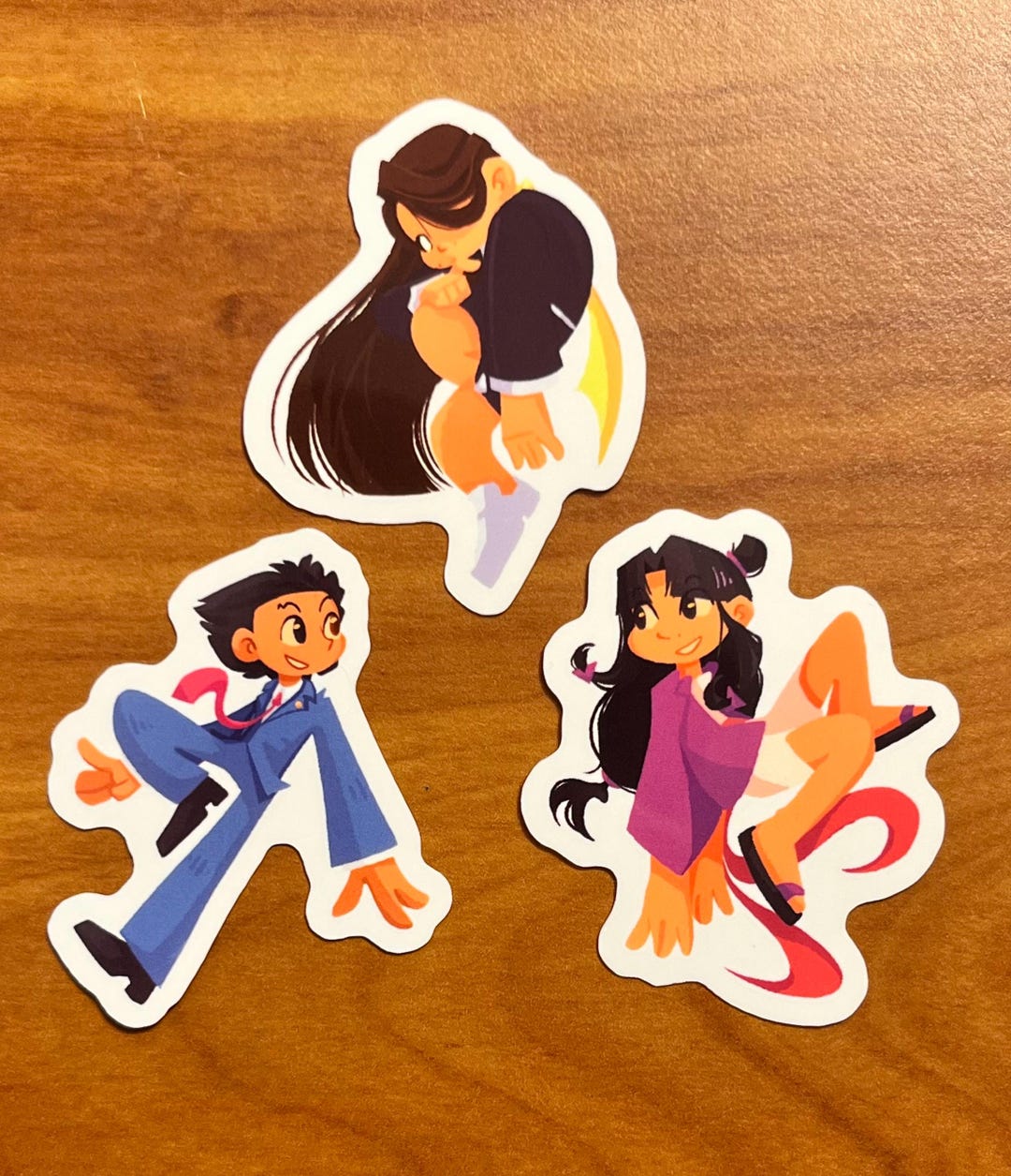 Phoenix Wright, Mia Fey, and Maya Fey Vinyl Stickers Ace
