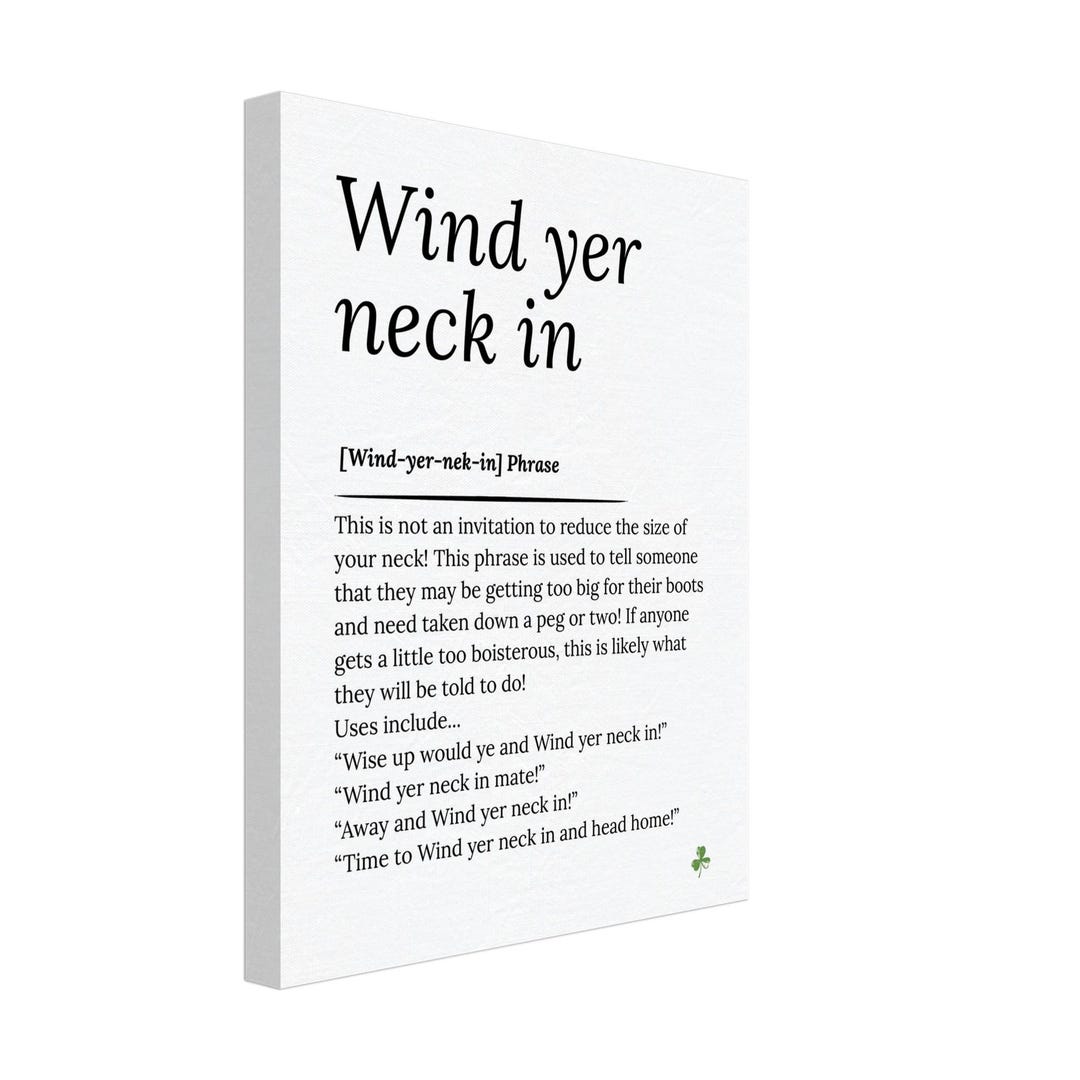 Yer Definition Northern Ireland Wall Art, Wind Yer Neck in Definition Canvas, Home ...