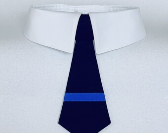 Thin Blue Line Detachable Dog Tie, Removable Dog Neck Tie or Bow Tie, Police Dog Tie - Your Choice of Collar Color