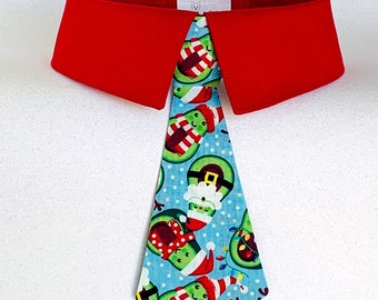 Christmas Avocados Dog Tie, Detachable Dog Tie or Dog Necktie with Your Choice of Collar Color, Fun Holiday Dog Tie