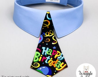 Detachable Happy Birthday Necktie or Bow Tie for Dogs, Cats and Other Pets, Dog Birthday Tie, Pet Birthday Bowtie or Neck Tie