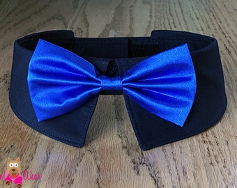 Satin Dog Bow Tie or Neck Tie with BLACK Shirt Collar, Big Dog and Little Dog Formal Attire For Weddings and Special Events
