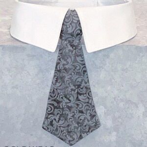 Dog Shirt Collar with Gray Paloma Scroll Detachable Bow Tie