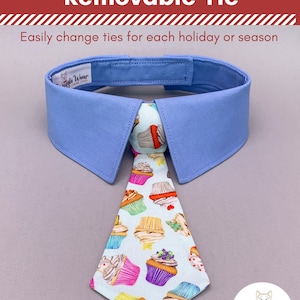 Colorful Cupcakes Dog Neck Tie or Bow Tie Collar, Happy Birthday Cup Cake Dog Tie, Party Dog Tie with Your Choice of Collar Color image 3