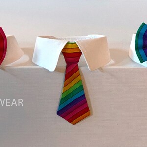 Rainbow Dog Tie and Shirt Collar, Rainbow Stripes Dog Tie for Big Dogs and Small Dogs, Removable Dog Neck Tie, Dog Bow Tie image 2